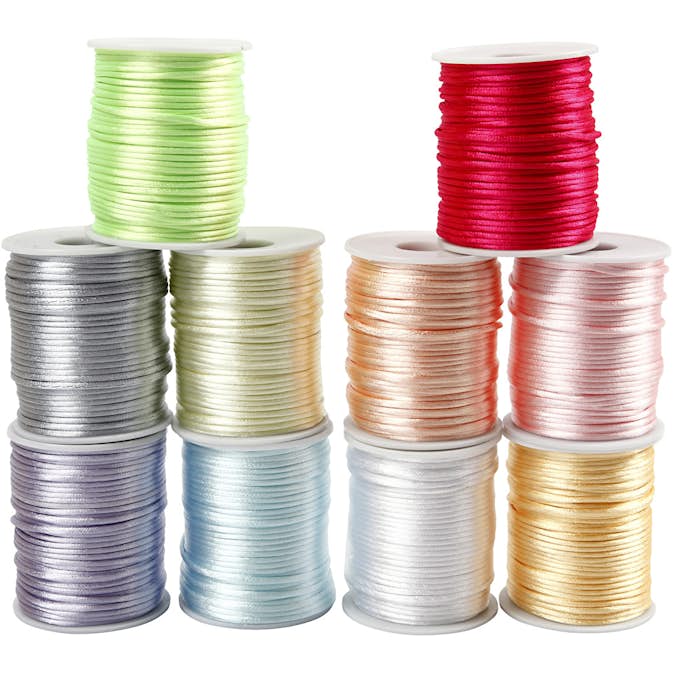 Satinsnören Creativ Company Sortiment Pastellfärger Tjocklek 2 mm 10x50 m/1 Förp