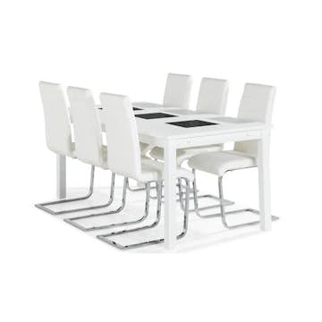 Matgrupp Basic Home Jasmin Rektangulärt Matbord 180-270 cm Förlängningsbart med 6 Cibus Matstol