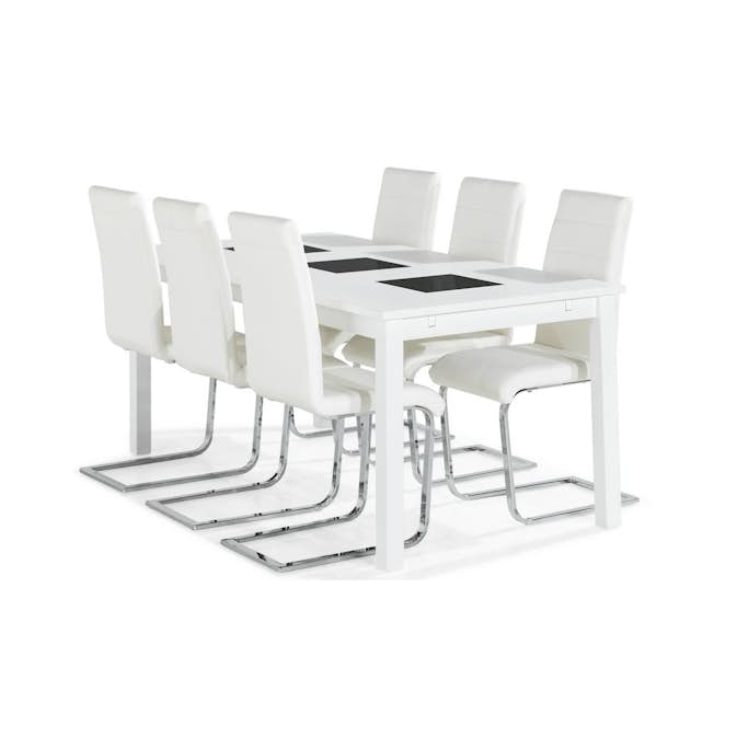 Matgrupp Basic Home Jasmin Rektangulärt Matbord 180-270 cm Förlängningsbart med 6 Cibus Matstol