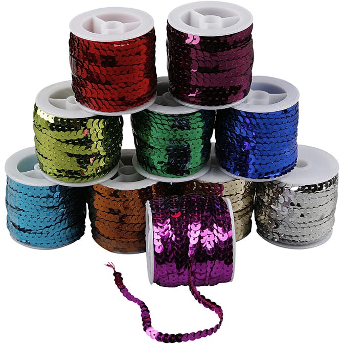 Paljettband Creativ Company Metallicfärger B6 mm 10x10 m/1 Förp
