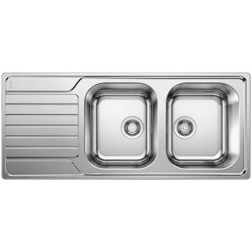 Diskbänk Blanco Dinas 8 S Vändbar Dubbel Diskho i Rostfritt Stål