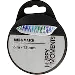 Satinband Creativ Company med Tryck B: 15 mm 6 m/1 Rl