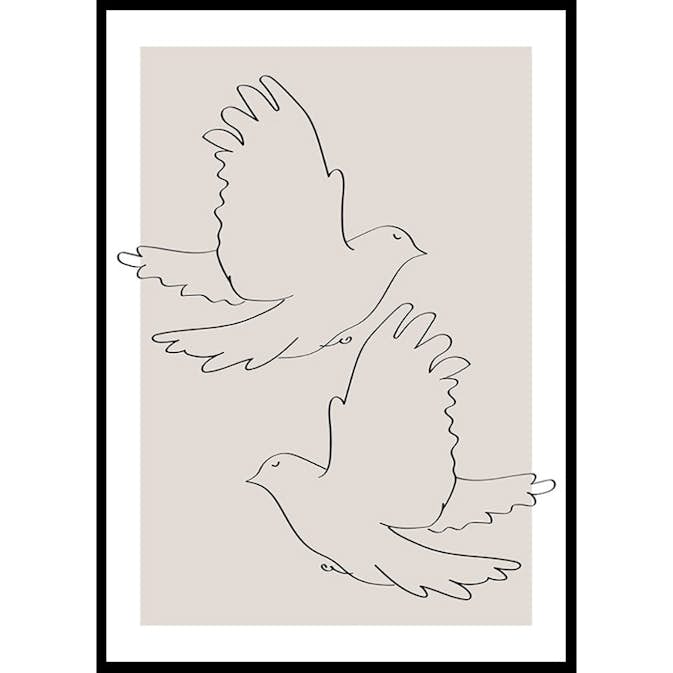 Poster Gallerix Doves Line Drawing