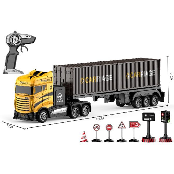 Radiostyrd Lastbil Crazon Container & Skyltar 1:16 2,4GHz Gul