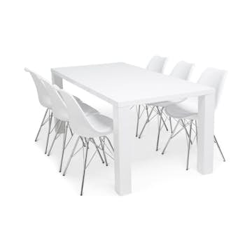 Matgrupp Concept 55 Cibus Matbord 180 cm med 6 Shell Matstol