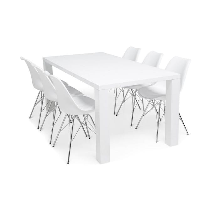 Matgrupp Concept 55 Cibus Matbord 180 cm med 6 Shell Matstol