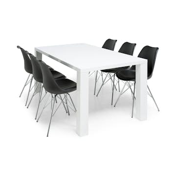 Matgrupp Concept 55 Cibus Matbord 180 cm med 6 Shell Matstol