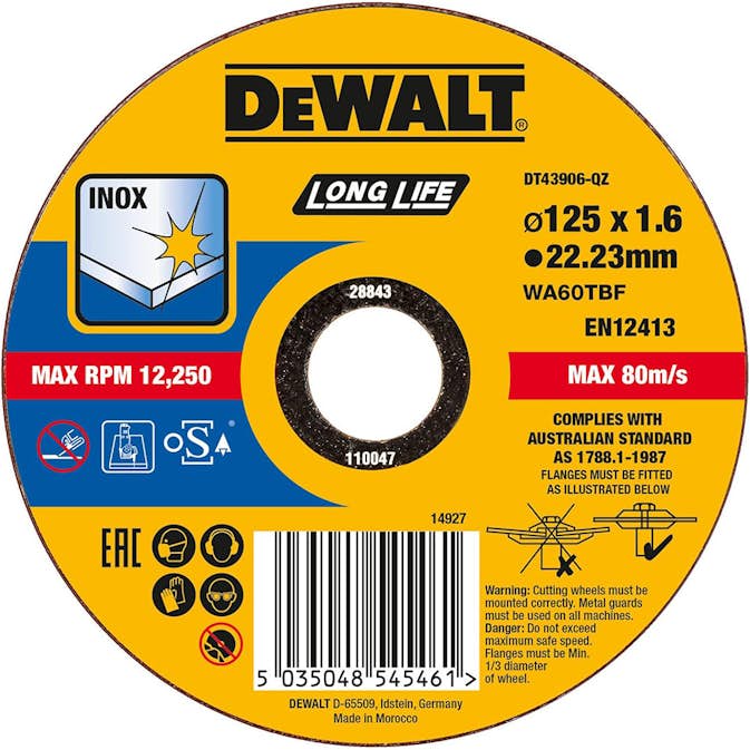 Kapskiva DeWalt DT43906 125X1,6 mm Inox Long Life
