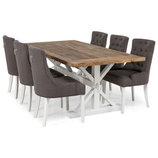 Matgrupp In Living Lyon Natur/Vit 200x100 cm med 6 st Viktoria Stolar