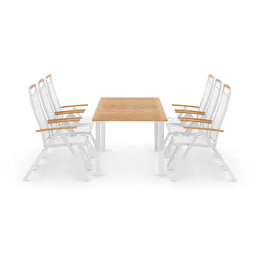 Trädgårdsgrupp deNoord Las Vegas Matgrupp Utomhus 152-210 + 6 Positionsstol Lyx