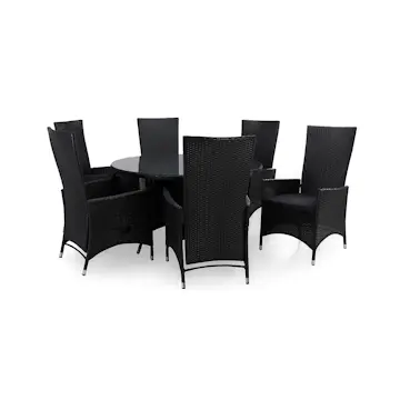 Trädgårdsgrupp Comfort Garden Thor Matgrupp Ø140 + 6 Jenny Ställbar Fåtölj m Dyna