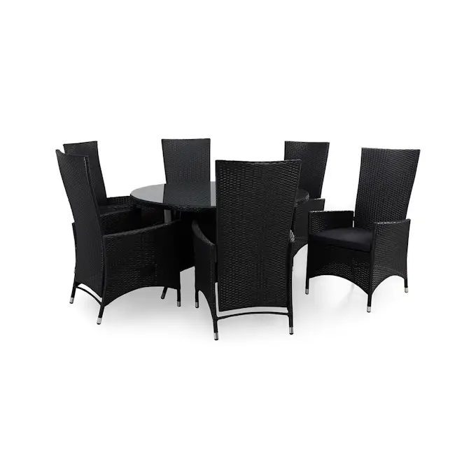 Trädgårdsgrupp Comfort Garden Thor Matgrupp Ø140 + 6 Jenny Ställbar Fåtölj m Dyna