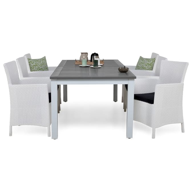 Matgrupp Comfort Garden Monaco Lady 6 Vit inkl. Dynor