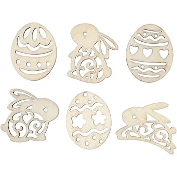 Trädekorationer Creativ Company Påskägg och Harar H: 40 mm 24 St/1 Förp