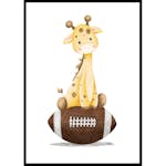 Poster Gallerix Giraffe With American Football