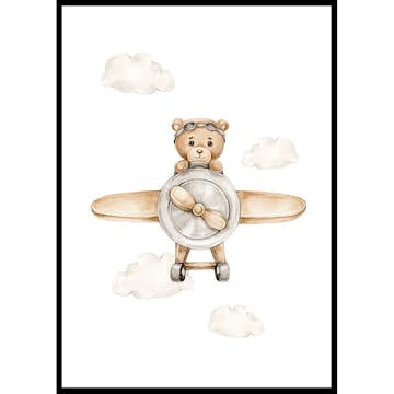Poster Gallerix Teddy Bear In Airplane