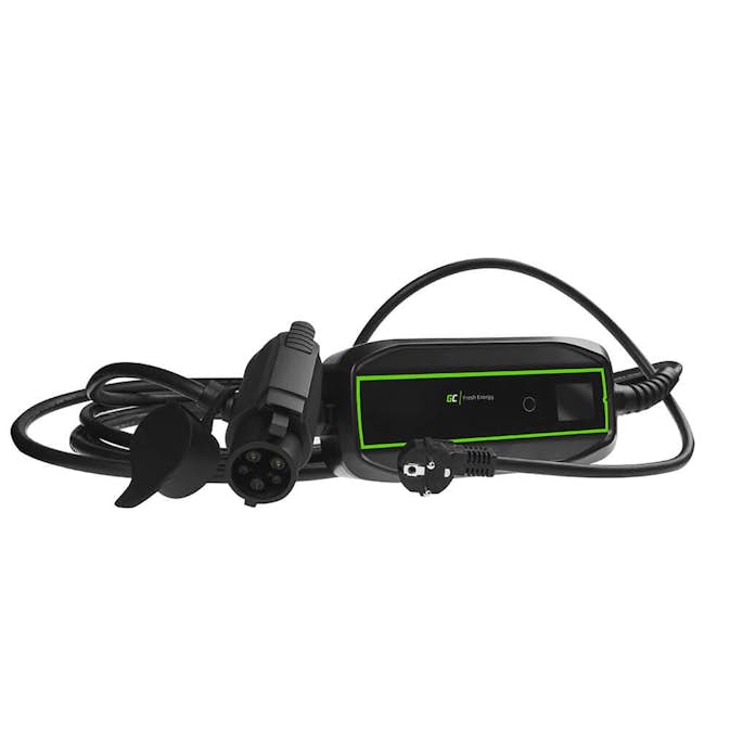 Elbilsladdare Green Cell Ev17 Typ1 Schuko 6,5 m 3,6 Kw 10/16A Lcd Svart Ip66