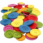 Träknappar Creativ Company Mixade Färger Dia. 25-40 mm 2-4 Hål 144 St/1 Förp