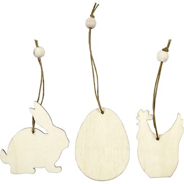 Trädekorationer Creativ Company Kanin Ägg Höna Stl 6 cm Tjocklek 3 mm 9 St/1 Förp