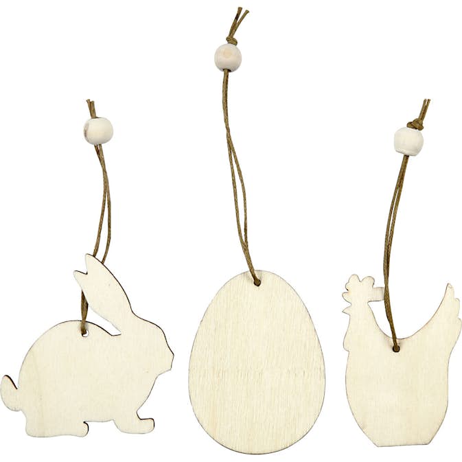 Trädekorationer Creativ Company Kanin Ägg Höna Stl 6 cm Tjocklek 3 mm 9 St/1 Förp