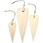 Trädekorationer Creativ Company avlångt Hjärta H: 12+16+20 cm Tjocklek 5 mm 3 St/1 Förp