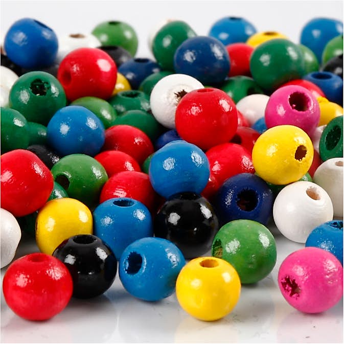 Träpärlor Creativ Company Mixade Färger Dia. 8 mm Hålstl 2 mm 200 g/1 Förp