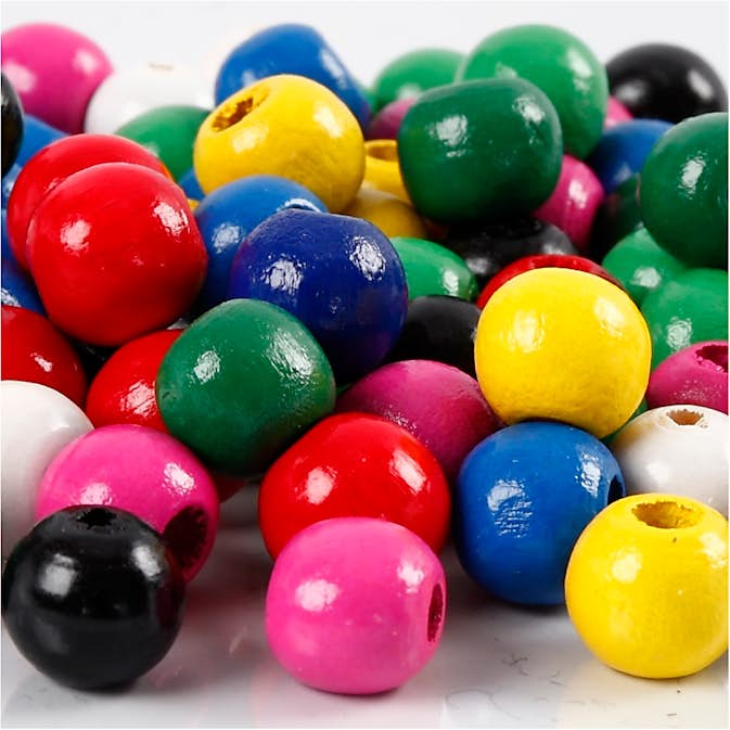 Träpärlor Creativ Company Mixade Färger Dia. 10 mm Hålstl 3 mm 230 g/1 Förp