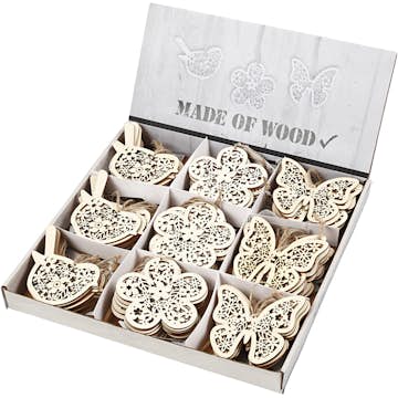 Trädekorationer Creativ Company Fjäril Blomma Fågel 90 st/1 Förp