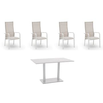 Caféset Hillerstorp Hånger 4st Stapelstolar med Näsby Cafébord 70x120cm