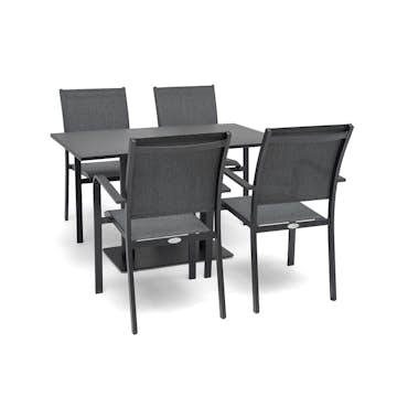 Caféset Hillerstorp Hånger 4st Stapelstolar med Näsby Cafébord 70x120cm
