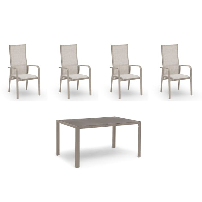 Matgrupp Utomhus Hillerstorp Hånger 4st Positionsfåtöljer med Trädgårdsbord 90x140 cm