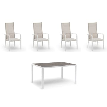 Matgrupp Utomhus Hillerstorp Hånger 4st Positionsfåtöljer med Trädgårdsbord 90x140 cm