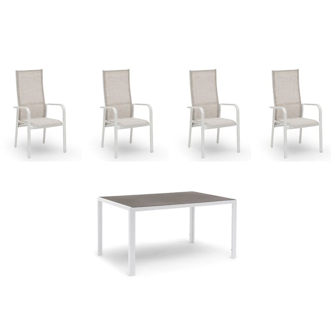 Matgrupp Utomhus Hillerstorp Hånger 4st Positionsfåtöljer med Trädgårdsbord 90x140 cm