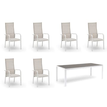 Matgrupp Utomhus Hillerstorp Hånger 6st Positionsfåtöljer med Trädgårdsbord 90x210 cm