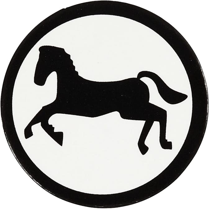 Kartongetiketter Creativ Company Vit/Svart Häst Dia 25 mm 20 st/1 Förp
