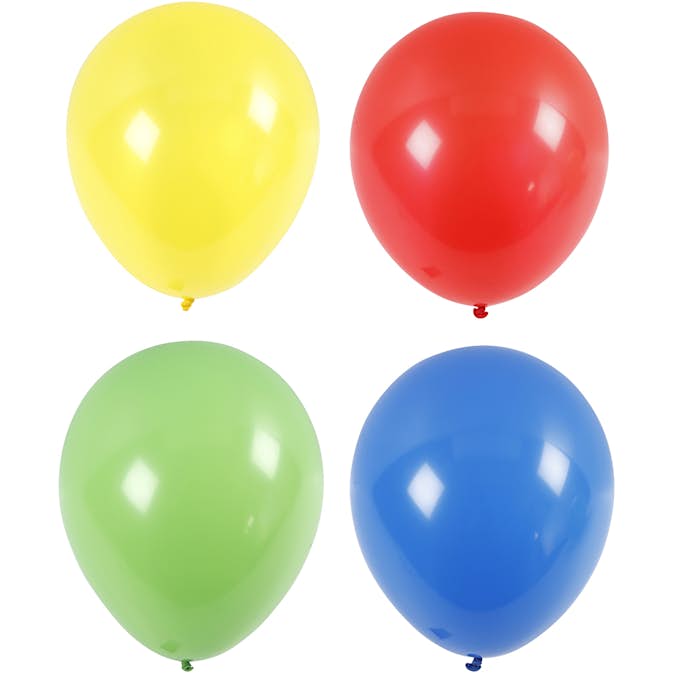 Ballonger Creativ Company Blå Grön Röd Gul Stora 41 cm 4 st/1 Förp