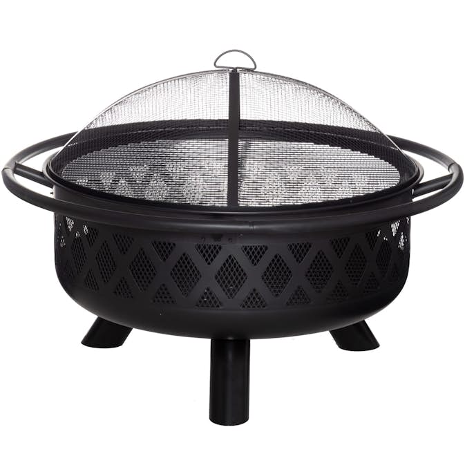 Eldstad Mustang Livingston Utomhus Eldfat 74cm med Gnistskydd och Grillgaller
