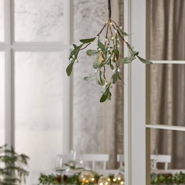 Dekorationskvist Star Trading Mistel med LED-ljus Batterislinga