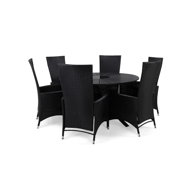 Matgrupp Comfort Garden Finnhamn 140 med 6 Ställbara Fåtöljer Jenny