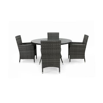 Matgrupp deNoord Thor Rund Ø140 med 4 Fåtöljer Lyx med Armstöd