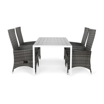 Matgrupp Comfort Garden Tunis Matgrupp Utomhus 150 med 4 Jenny Ställbar Fåtölj