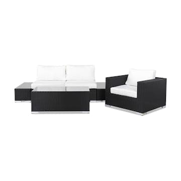 Loungegrupp Comfort Garden Bahamas Soffa 3-sits med Utebord Svart/Vit Utomhus