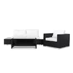 Loungegrupp Comfort Garden Bahamas 2-sits med Avslut, Bord med Hylla och Fåtölj Utomhus