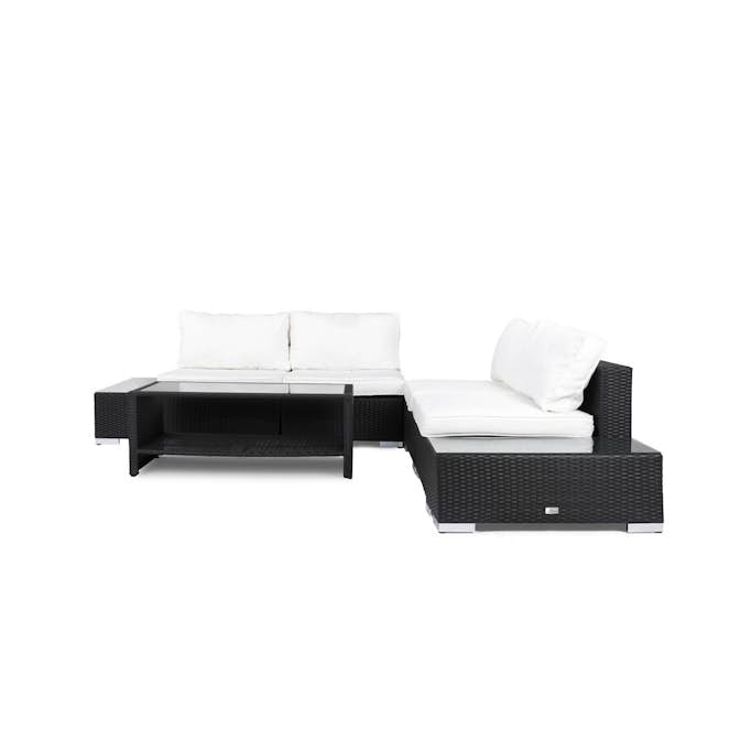 Loungegrupp Comfort Garden Bahamas 4-sits med Divan, Dubbla Avslut och Bord med Hylla Utomhus