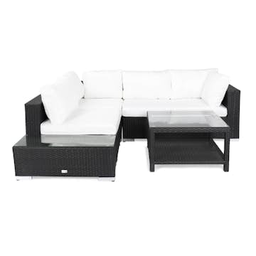 Loungegrupp Comfort Garden Bahamas 4-sits med Avslut och Bord med Hylla 75x75 Utomhus