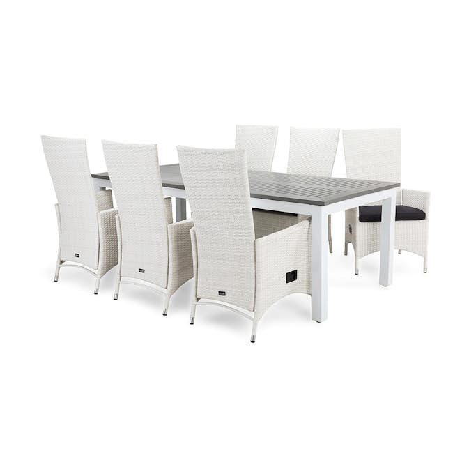 Matgrupp Comfort Garden Monaco 220-280x100 cm med 6 Jenny Fåtöljer m Dyna