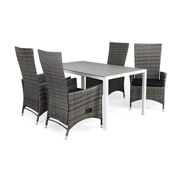 Matgrupp Comfort Garden Tunis Matgrupp Utomhus 150 med 4 Jenny Ställbar Fåtölj m Dyna