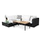 Loungegrupp Comfort Garden Bahamas 4-sits med Avslut och Bord Svart/Teak Utomhus