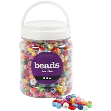 Plastpärlor Creativ Company Stl 6-20 mm Hålstl 1,5-6 mm 700 ml/1 Burk