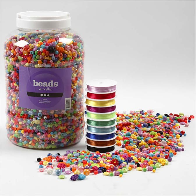 Pärlor och Elastisk Smycketråd Creativ Company Stl 6-20 mm Hålstl 1,5-6 mm,1 Förp